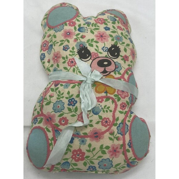 Vintage Fabric Bear pillow home made from pattern Plush Stuffed Animal Toy 7” - Picture 8 of 10